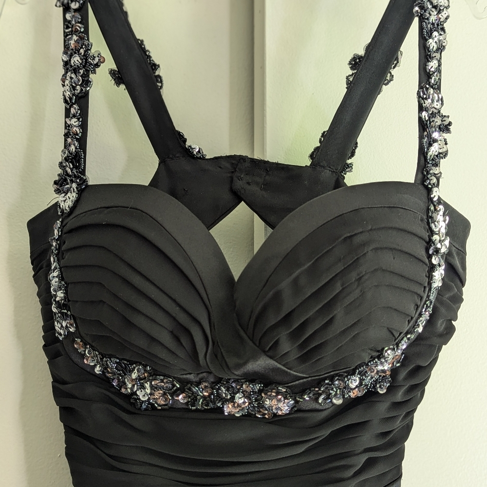 Elegant Black Embellished Women's Dress